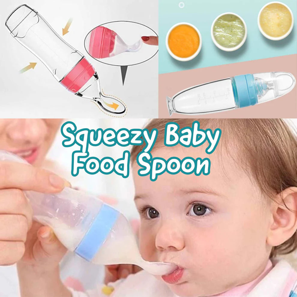 Baby Silicone Food Feeder With Soft Silicone Spoon - 90ml