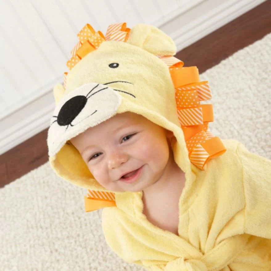 Kids Hooded Animal Bathrobes/Towels - 100% Cotton